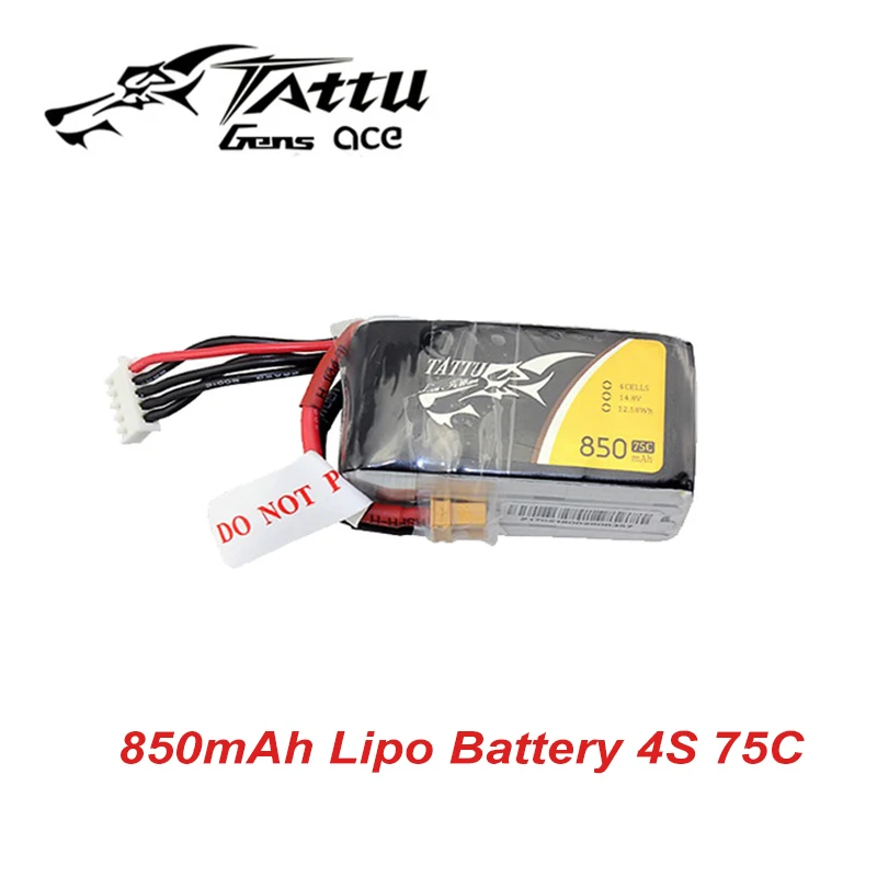 Литий-полимерный аккумулятор tattu 4S 850mAh 14,8 V 75C Lipo аккумулятор с разъемом XT30