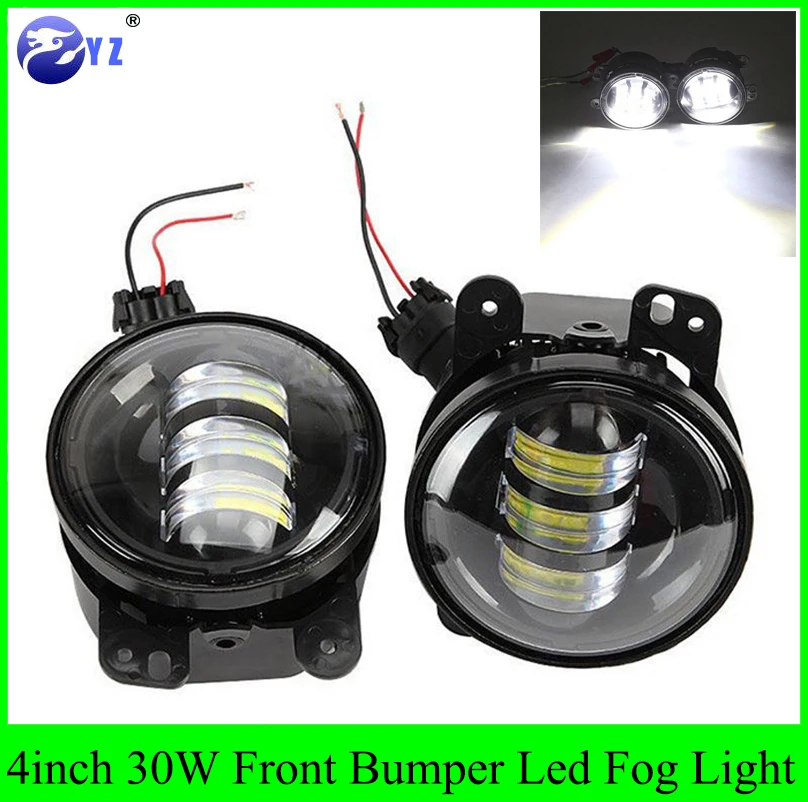 

1 Set 4" 4inch Round LED Fog Light for 07~15 Wrangler JK High Power 30W LED Fog Lamp DRL Headlamp for Chrysler for Dodge