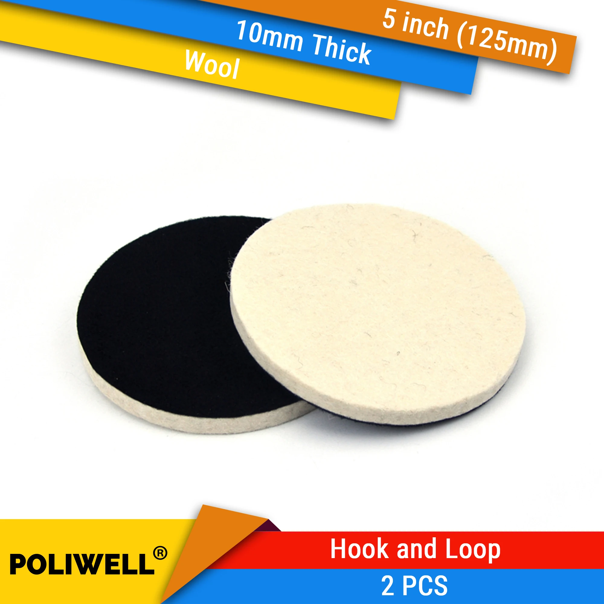 

2PCS 5 Inch 125mm Car Glass Wool Polishing Pad Felt Abrasive Disc Sanding Buffing Pads for Hook & Loop Sander Power Tools Rotary
