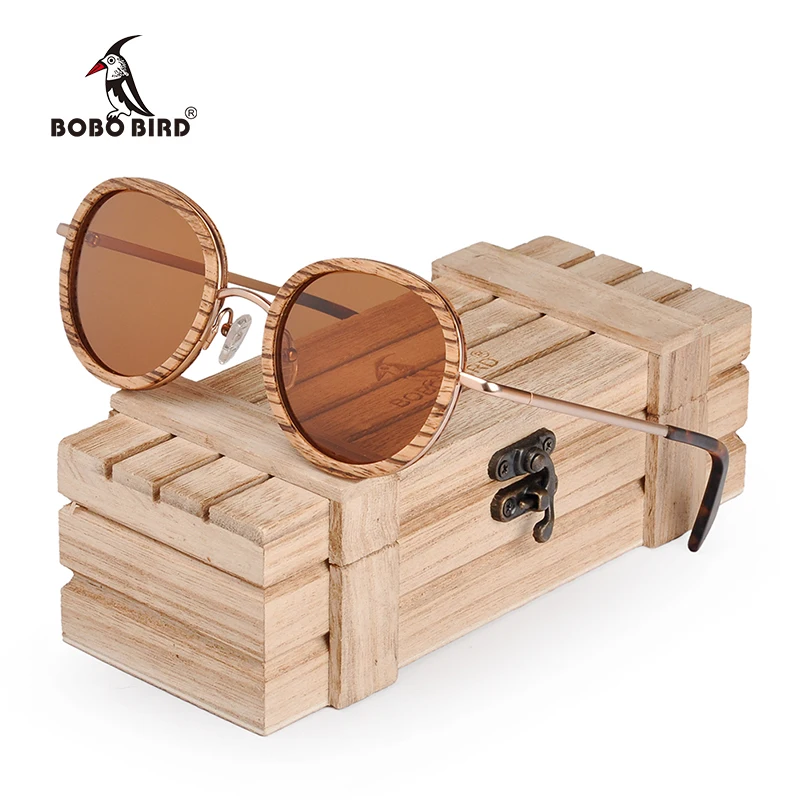 Offerte BOBO UCCELLO Polarizzati Occhiali di Legno Occhiali Da Sole Gambe In Metallo Eye Wear UV400 Lente Dropshipping Madeira Lentes De Sol U AG027