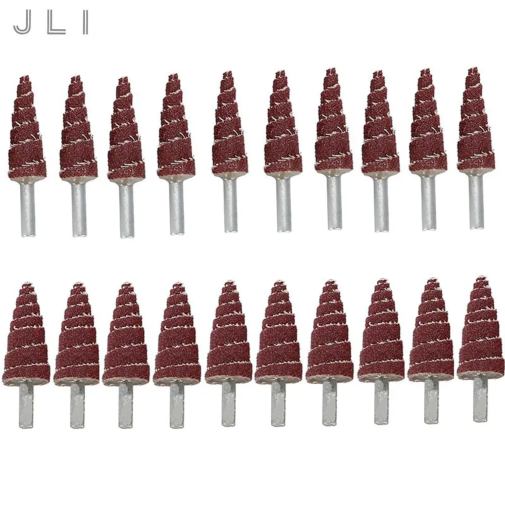 JLI 20pcs 80 Grit Sandpaper wheel Conical Flap Wheels Grinding Head 6mm