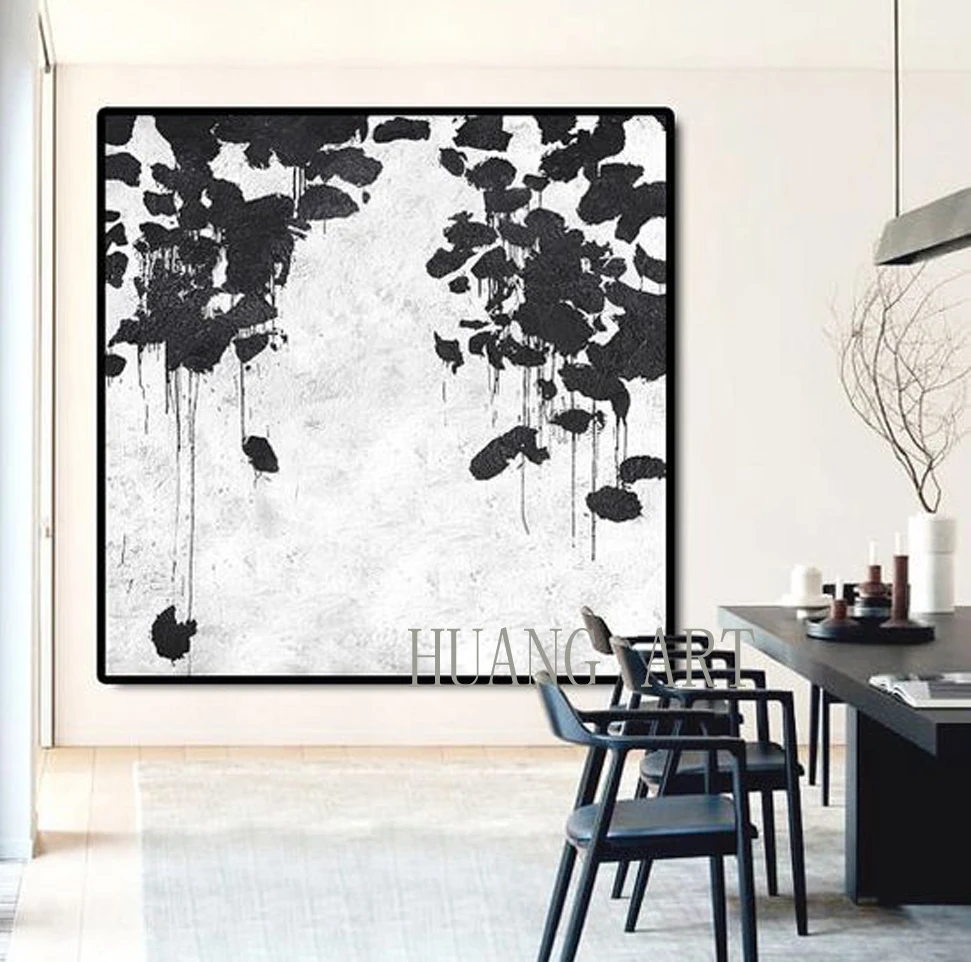 Harga Besar Mural Hand Painted Hitam dan Putih dan Pohon Ini Hotel Dihiasi Lobi Sofa Teras Lukisan Abstrak Kopi toko dan T