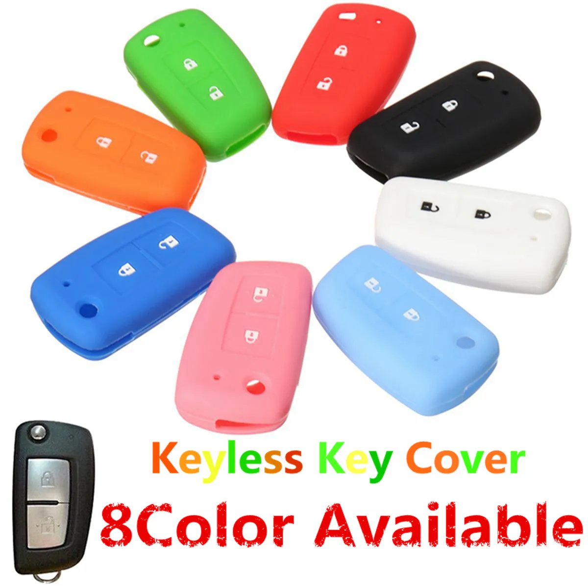 2 Buttons Silicone Fob Remote Key Case Cover Shell For Nissan Qashqai