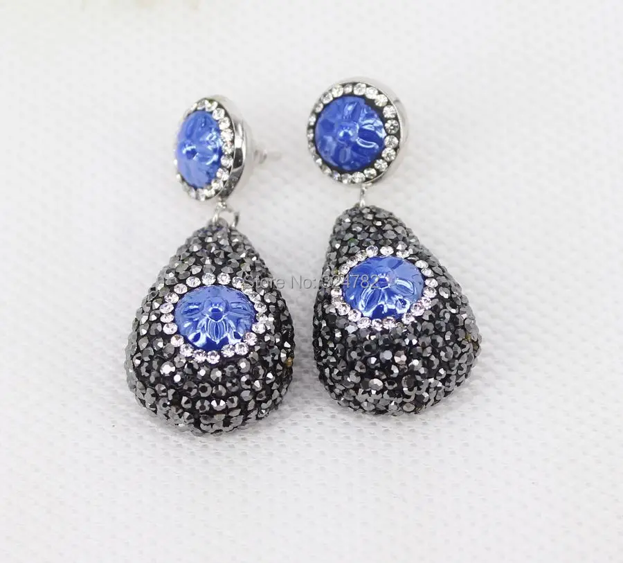 5 пар модные серьги капли воды Кристалл Rhinestone с Керамика бусинами|drop earrings|earrings