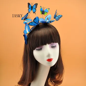 

2019 New Handmade Women Hairband Headband Vogue Big Colorful Butterfly Hair Band Ladies Cocktail Party Derby Fascinator Headwear