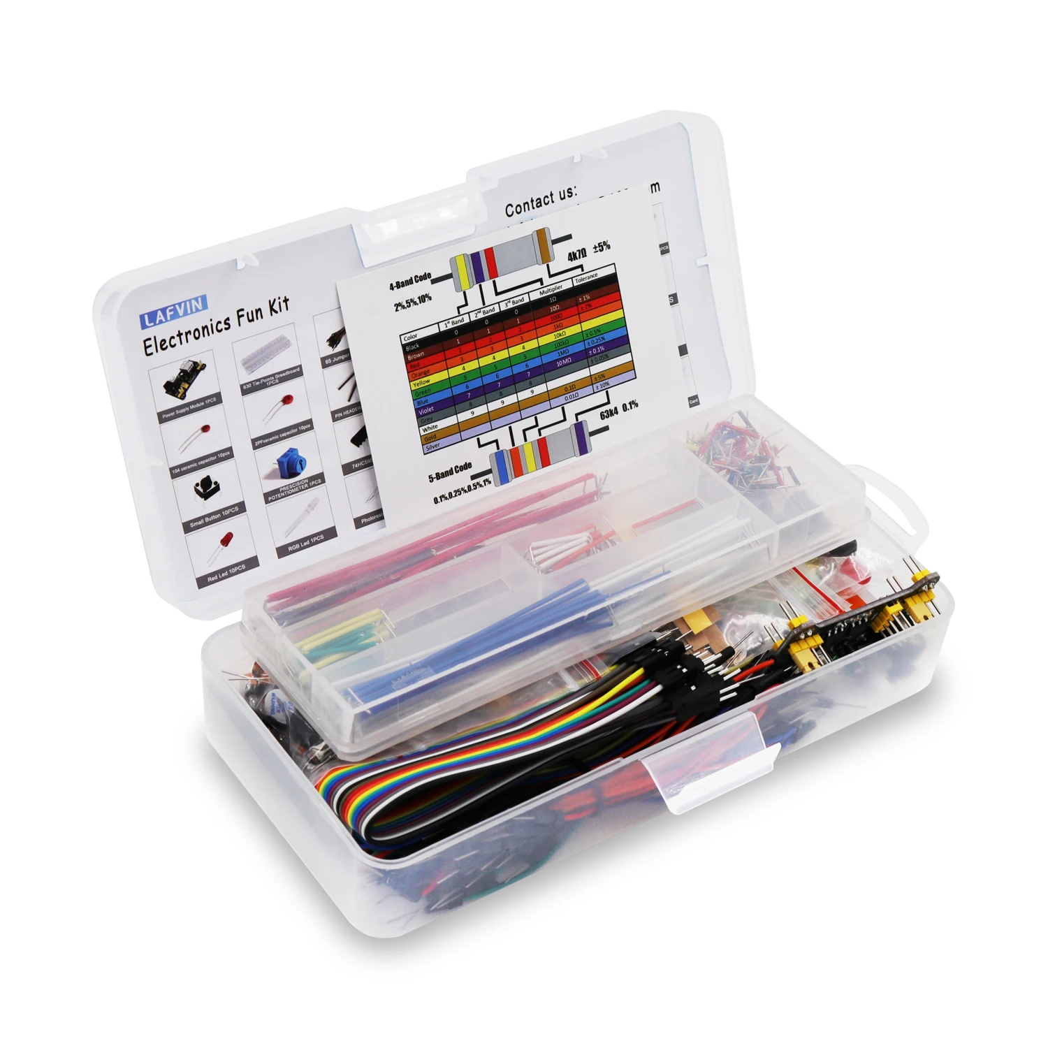 

Electronics fun Kit Power Supply Module, Jumper Wire, 830 Breadboard Starter Kit for Arduino