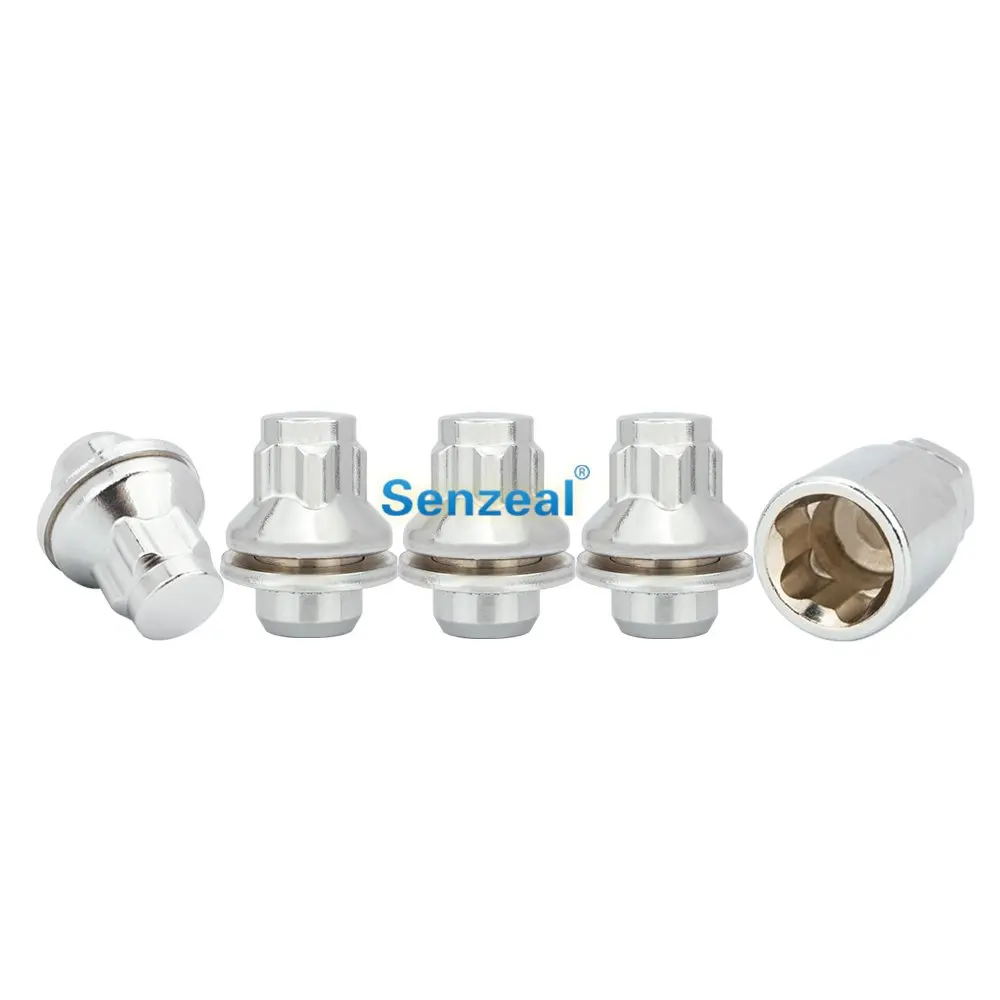 

Senzeal 4pcs Alloy Steel M12 x1.5 Anti Theft Closed End Wheel Lug Nuts w/Washer Mag Seat with Key for Toyota Car Wheel Lock Nuts