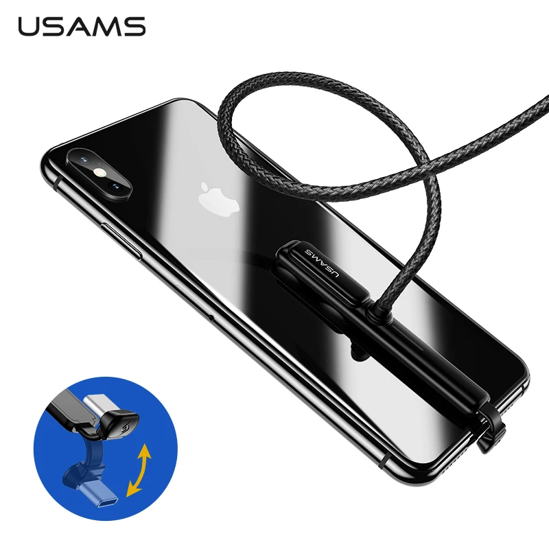 USAMS Type C Cable 5V 3A 18W Fast Charging USB C Cable Game USB Wire 180 Degree fast Braided Data Sync for Samsung Note 9 S8