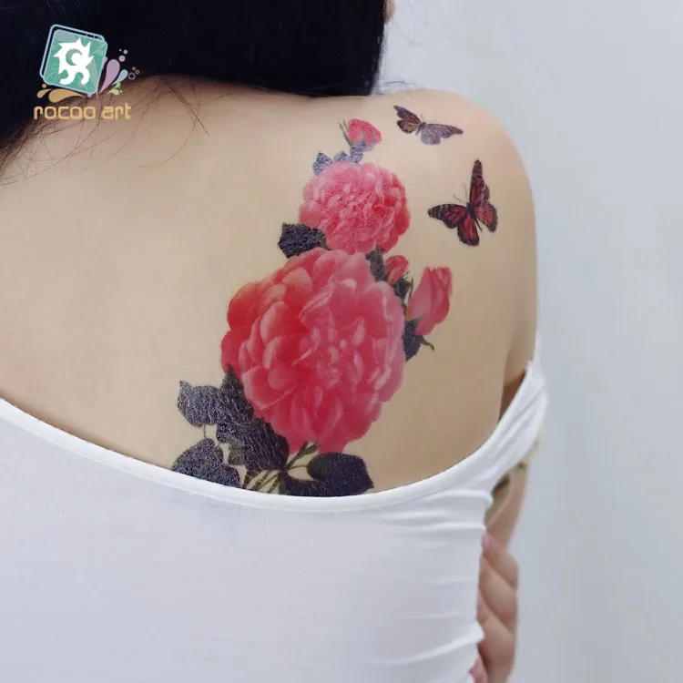 Rocooart QC678-698 женщины макияж татуировки рукава Body Art "Гранат" Цветы временные Flash татуировки-наклейки tatuagem