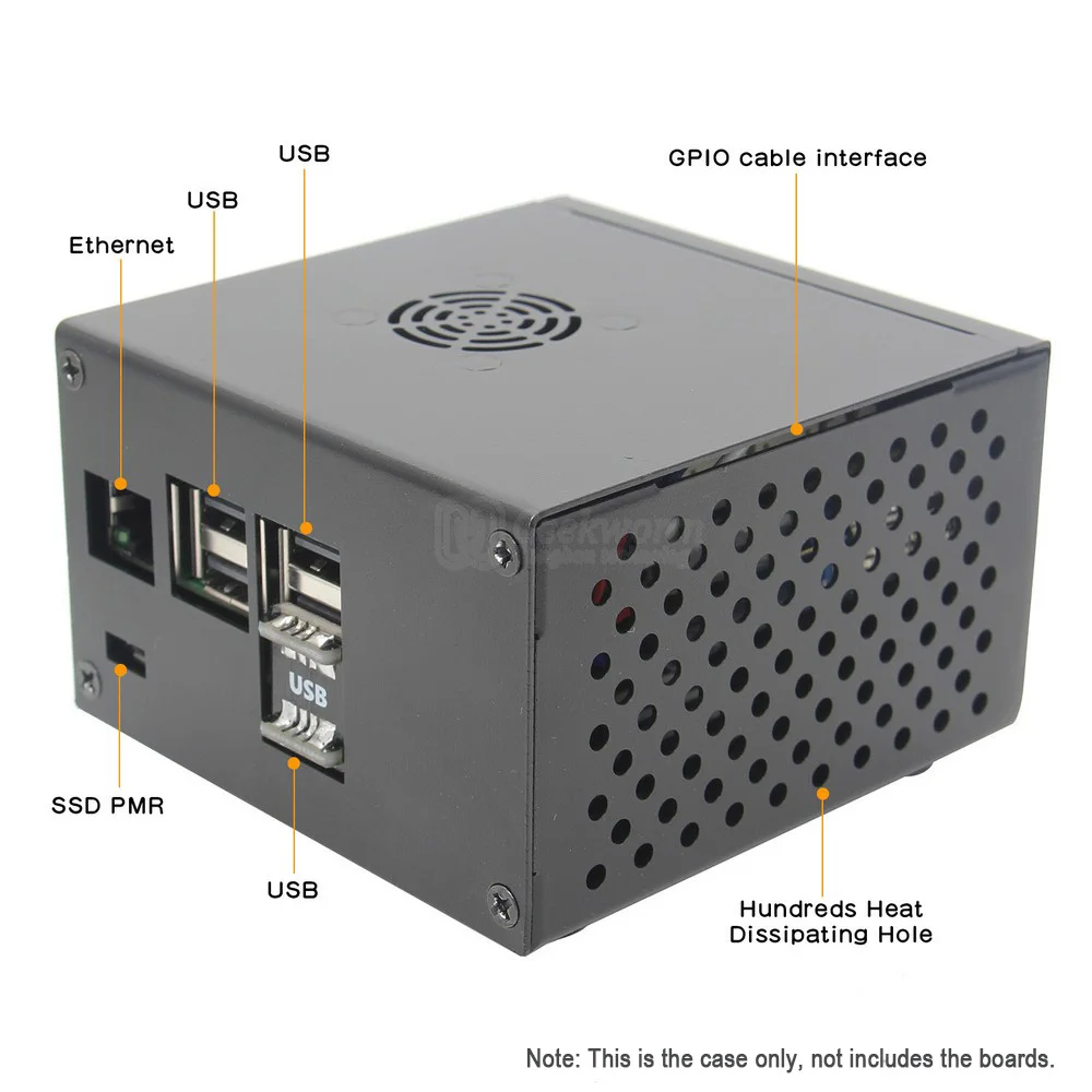 Raspberry Pi 3 Model B + Plus mSata/M.2 NGFF/NVME металлический чехол/корпус охлаждающий вентилятор