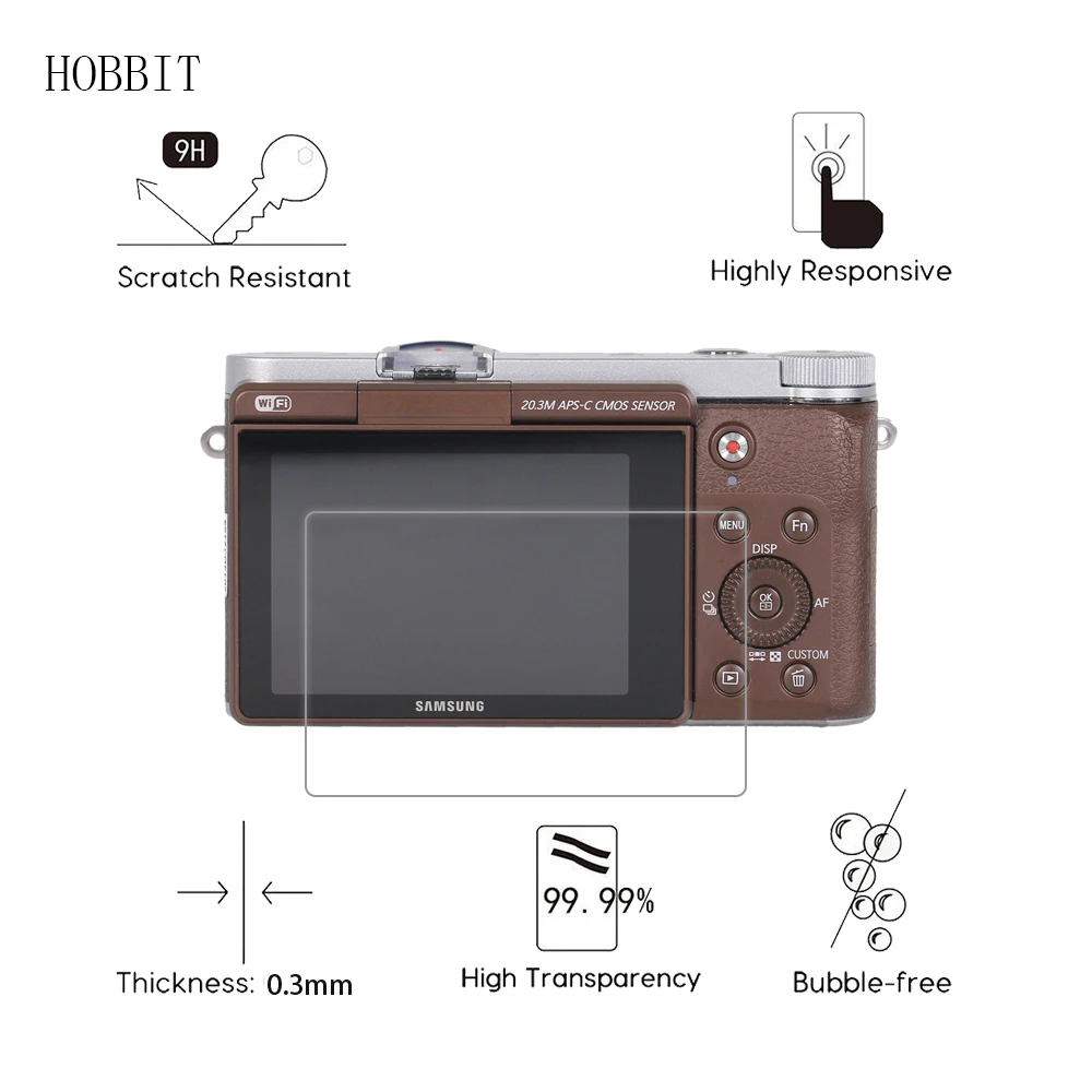 

2Pack For Samsung NX3000 Smart Camera 0.3mm 9H Clear Tempered Glass Screen Protector camerea LCD glass Film