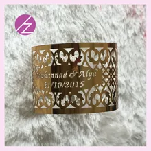 100 шт/партия роскошное металлическое золотистое кольцо для салфетки изысканный лазерный резной узор Свадебные украшения для вечеринки на заказ