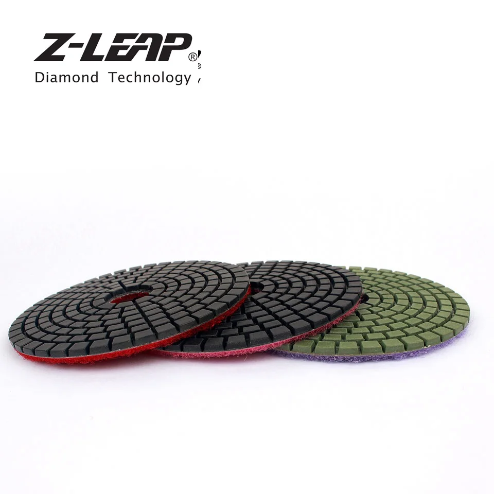 Z-LEAP 4 inch 3 Stappen Polish Pad Flexibele Natte Diamantslijperij Wielen Voor Graniet Marmer Steen Slijptol