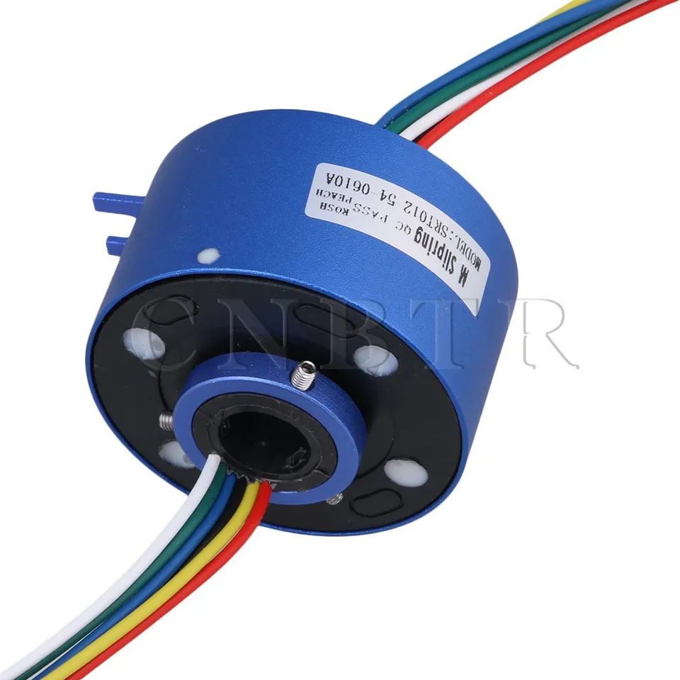 Blue 54mm OD Cable 380V 6 Wires 10A Hole 12.7mm Dia Capsule Slip Rings
