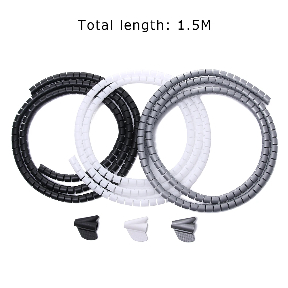 New Flexible Cable Organizer Spiral Tube Cord Wrap Wire Management Pipe Winder