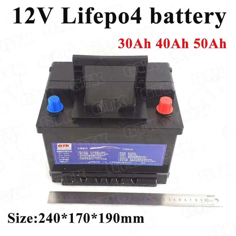 

GTK Lifepo4 12v 30Ah 40Ah 50Ah lithium battery pack use for car ebike motorbike replace lead acid UPS battery+5A charger