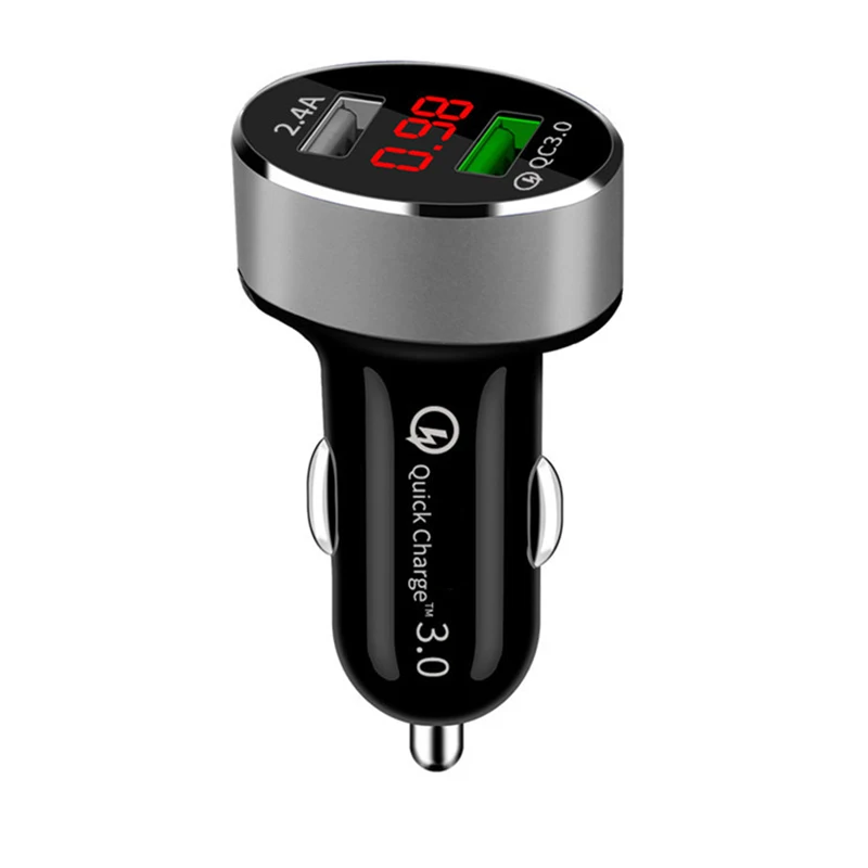 Разветвитель сигаретный светильник er QC3.0 автомобильный 12 В USB зарядное устройство светодиодный светильник напряжение автомобиля электронные аксессуары ток дисплей адаптер Авто - Название цвета: Silver 1pc
