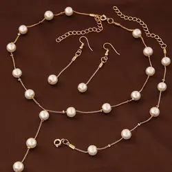 Женский Нежный и стильный костюм ювелирные изделия сувениры ожерелье с искусственным жемчугом Серьги Браслет Ювелирный Набор