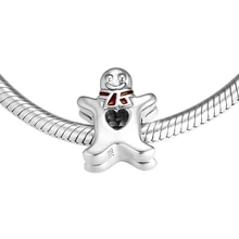 DIY Подходит Пандора шармы браслеты сладкий пряник человек бусины с полупрозрачная Красная эмаль 925 стерлингового серебра-ювелирные изделия