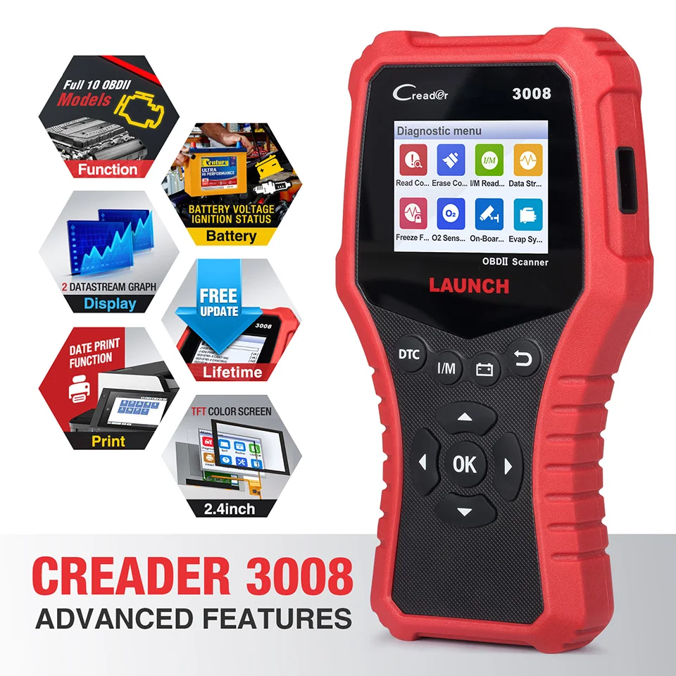 LAUNCH CR3008 OBD2 OBDII сканер кода X431 Creader 3008 OBDII считыватель кода неисправности двигателя