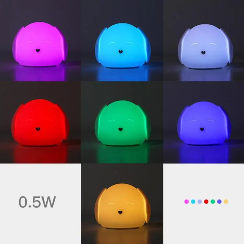 

Cartoon Touch Night Lamp USB Rechargeable LED Colorful Night Light Silicone Pat Lamp Children Room Bedside Lamp
