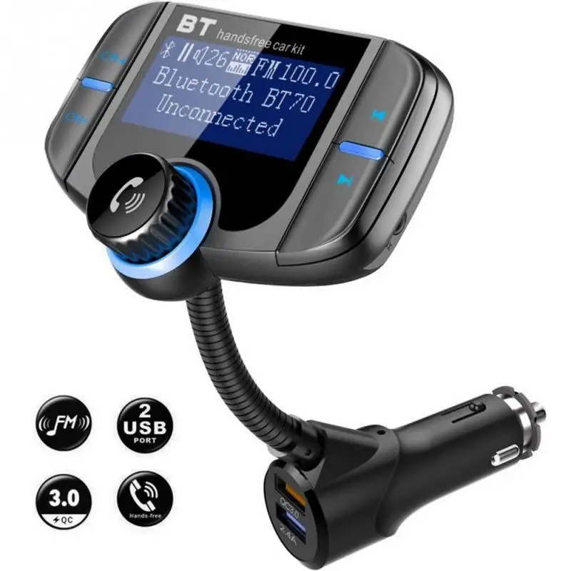 

BT70 FM Transmitter Bluetooth Kit Dual USB Adapter Car Charger MP3 Player Radio Bluetooth Wireless DC12V-24V