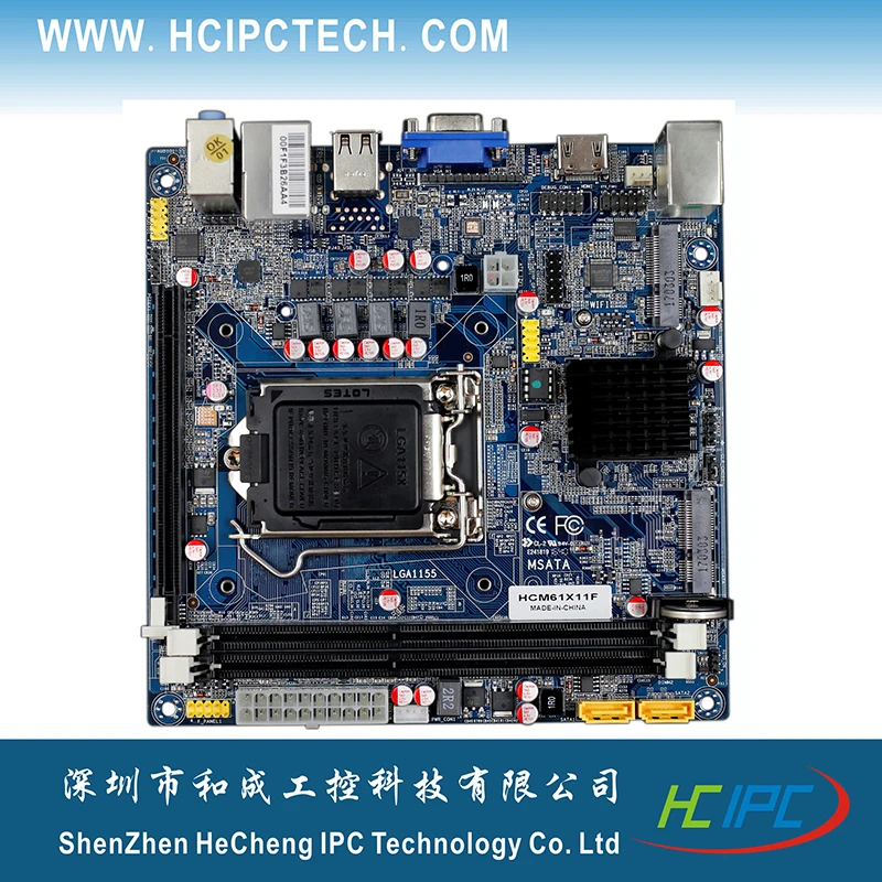 Материнская плата HCIPC 2043-3 ITX-HCM61X11F, LGA1155 H61 Mini ITX, 2 MPCIE, PCIE 16X, 2 SATA, 1COM, SPDIF, GPIO, 1LAN, 2DDR3, 8USB, VGA+ HDMI, ATX