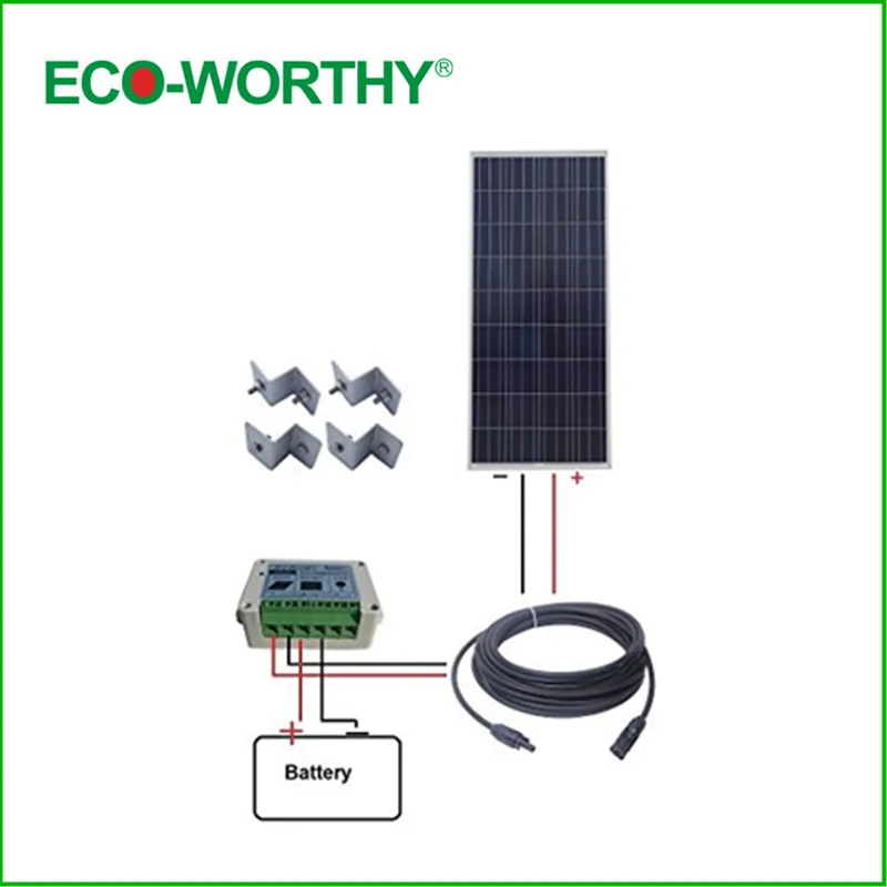

USA UK Stock 150W 12V Poly Solar Panel Kit: 160W Solar Panel 15A Charge Controller Outdoor