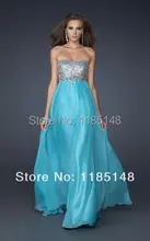 2014 neu! Ice Blue Prom Kleider selbst-anbau Perlen Cocktailkleid Freie Verschiffen