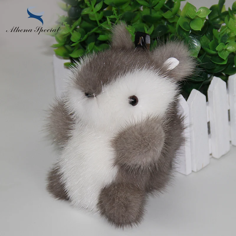 

Athena Special New Fashion Christmas Birthday Gifts Squirrel Type Real Mink Fur Key Chain Handbag Decorations Keyring Accessory