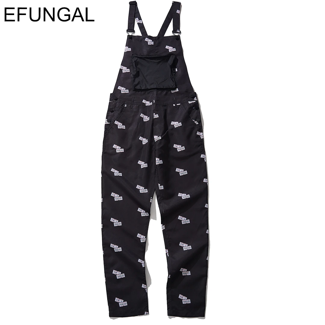

EFUNGAL Letter Print Fashion Overalls Men Harem Jogger Hip Hop Streetwear Adjustable Skateboard Bib Pants Urban Casual Trousers