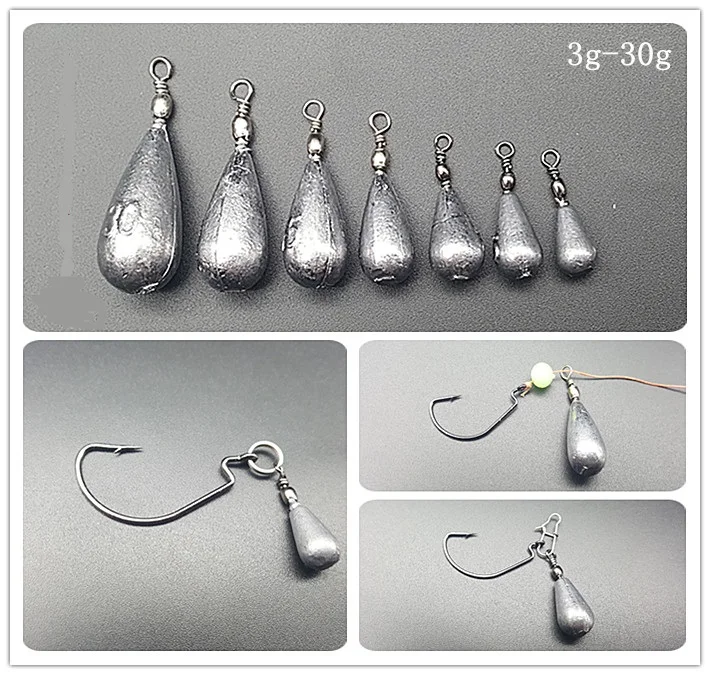 

Good quality drop water lead sinkers swivels fishing lead weight fishing lead sinker lures weight for 3g 5g 7g 10g 15g 20g 30g