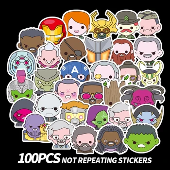 

100pcs Cartoon Stickers For Marvel Super Hero Cute Series For Notebook PC Skateboard Bicycle Moto DIY Waterproof Toy Sticker