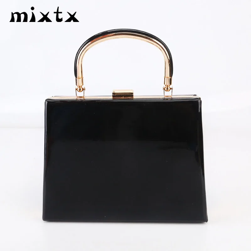 Mixtx 2019 جديد النساء مربع حقيبة يد لامعة حقيبة ساعي سيدة حزب مأدبة مخلب حقيبة معدنية الأزياء مقبض اليد سلسلة Crossbody