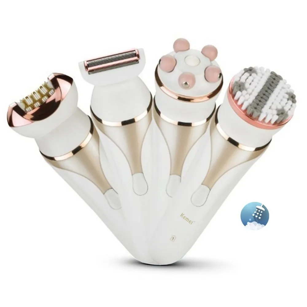 

5in1 kit wet dry shaver women epilator female electric depilatory trimmer for lady massage facial cleaning brush face massage
