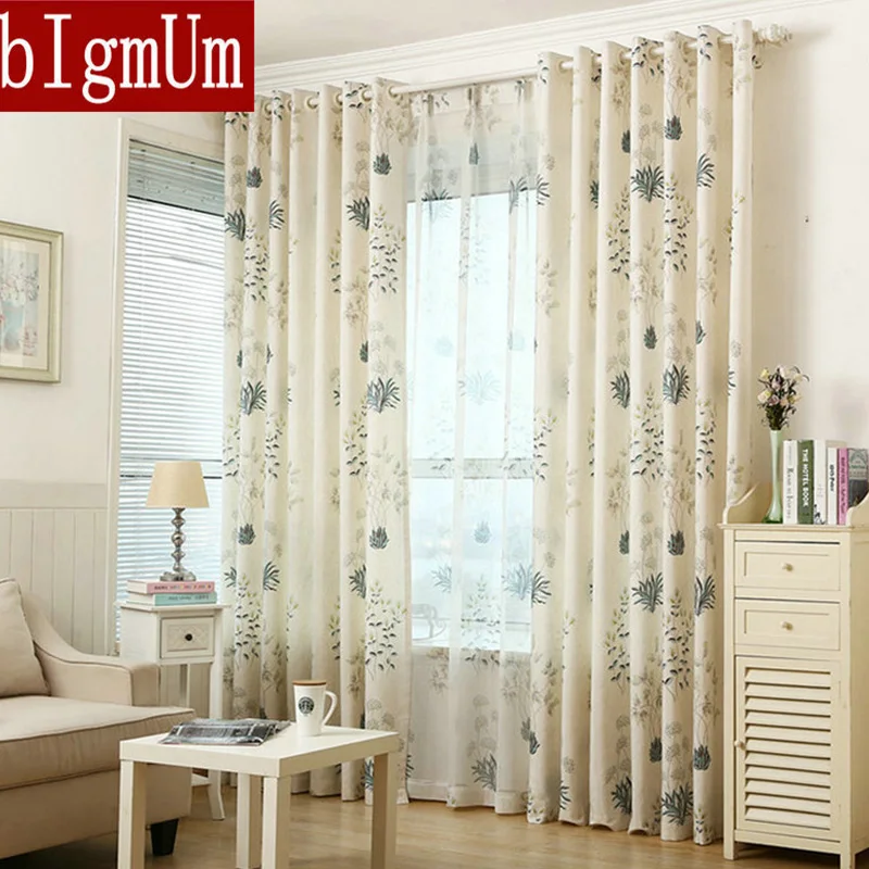 Us 10 0 39 Off Foral Window Curtains For Living Room Blackout Blinds For Bedroom Off White Tulle Ready Made Window Treatment Drapes In Curtains From