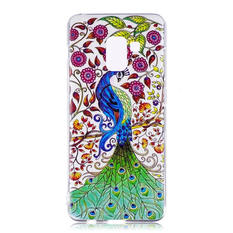 Мягкий светящийся чехол IMD для Samsung Galaxy A5 2018 с вишневым деревом луной совой ветром