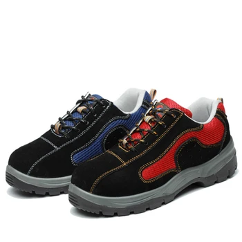 

plus size mens casual breathable steel toe caps working safety shoes cow suede leather tooling security boots anti-pierce summer