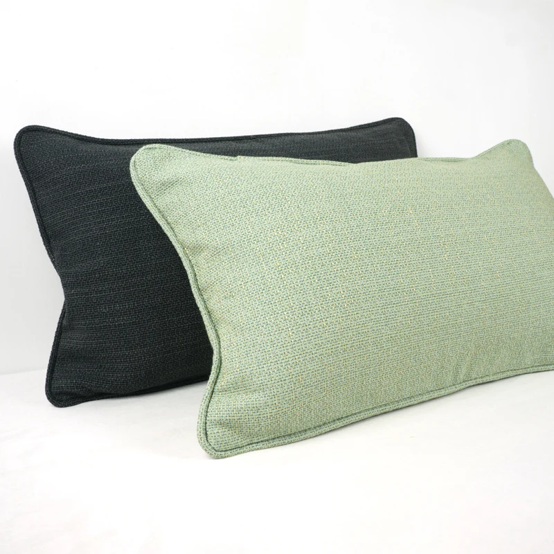 

Yarn-dyed Cotton Blend Cushion Cover Piping Design Sofa Chair Gray Mint Green Pillow Case Thickened Without Stuffing Home Decor