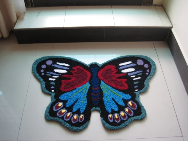 2014 Alfombras Rugs And Carpets Tapetes Special Embroidery Butterfly Shaped Decorative Rugs Skid Pad Stairs Bedside Mats Cushion