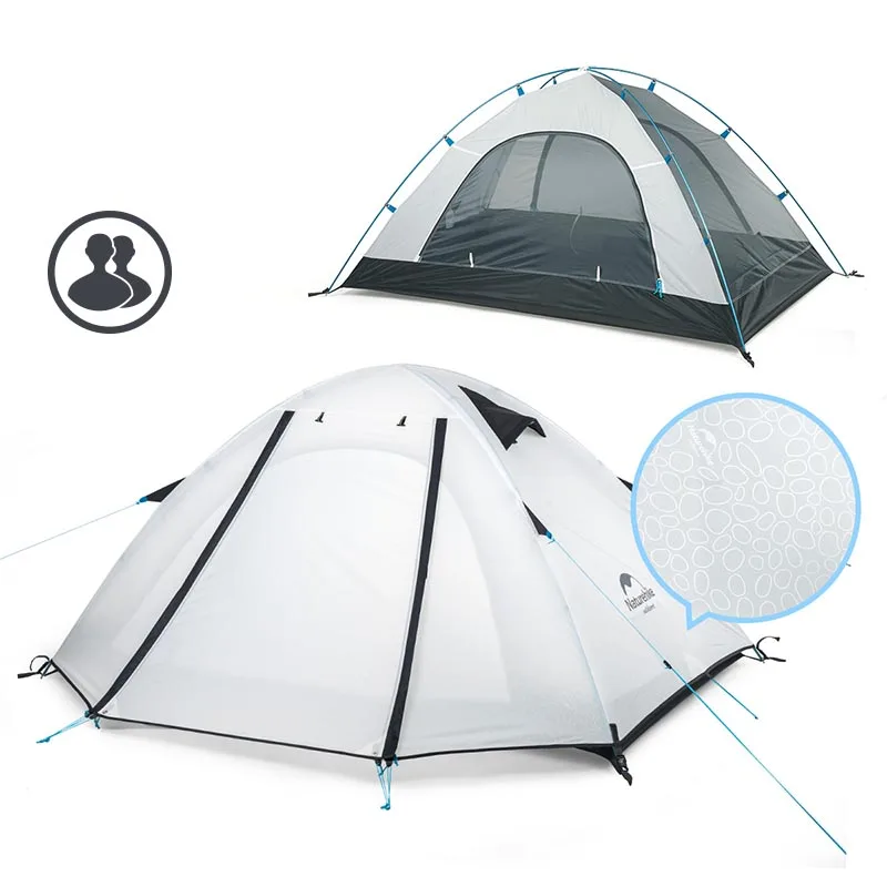 NatureHike P Series Classic Camping Tent 210T Fabric For 2 Persons NH15Z003-P - Цвет: white UPF50