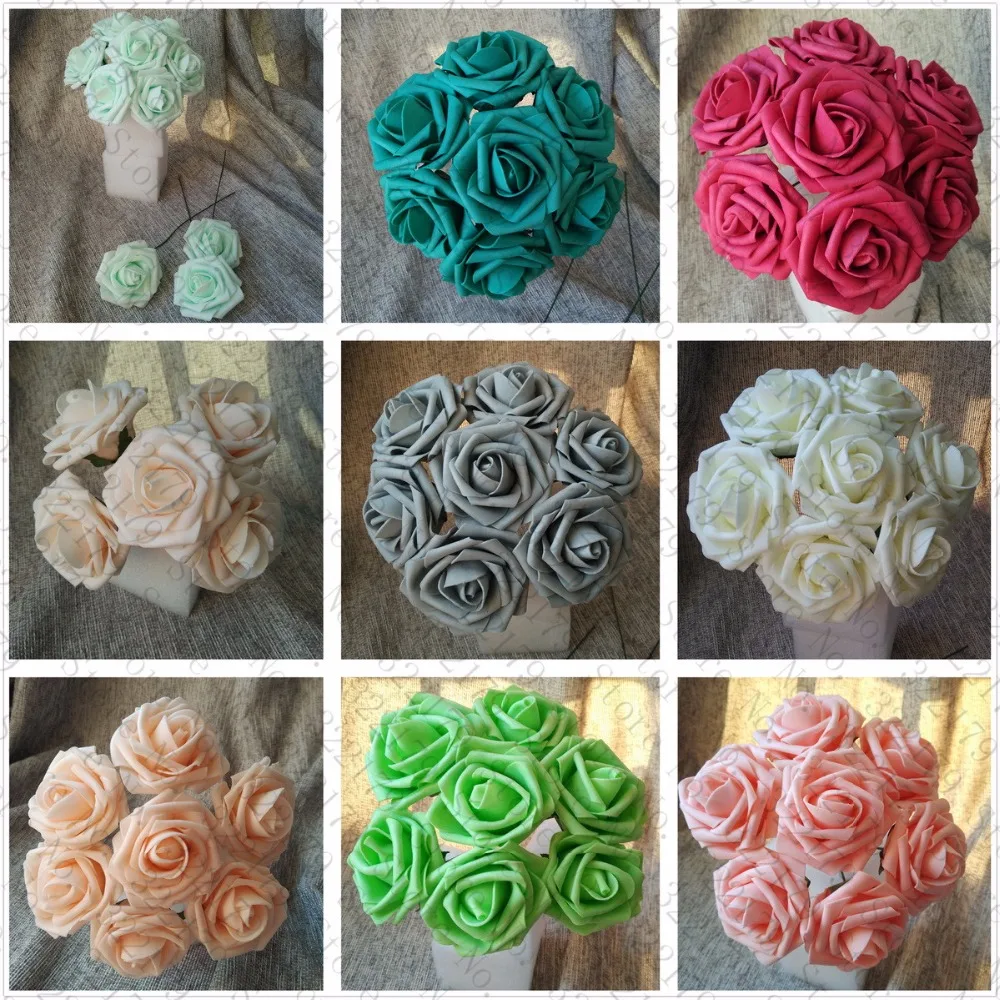 Wedding Flowers Wholesale Faux Foam Roses 500 PCS Various Colors For