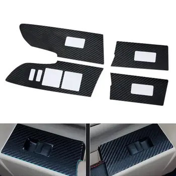 

4x BLK Carbon Decal Window Left Button Switch Panel Cover Trim Sticker Fit For Toyota Corolla 2014-2016