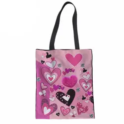 Для женщин сумка Сердце печати Для женщин сумки моды Сумки девушек Recycle сумки подросток пляжный топ-ручкой