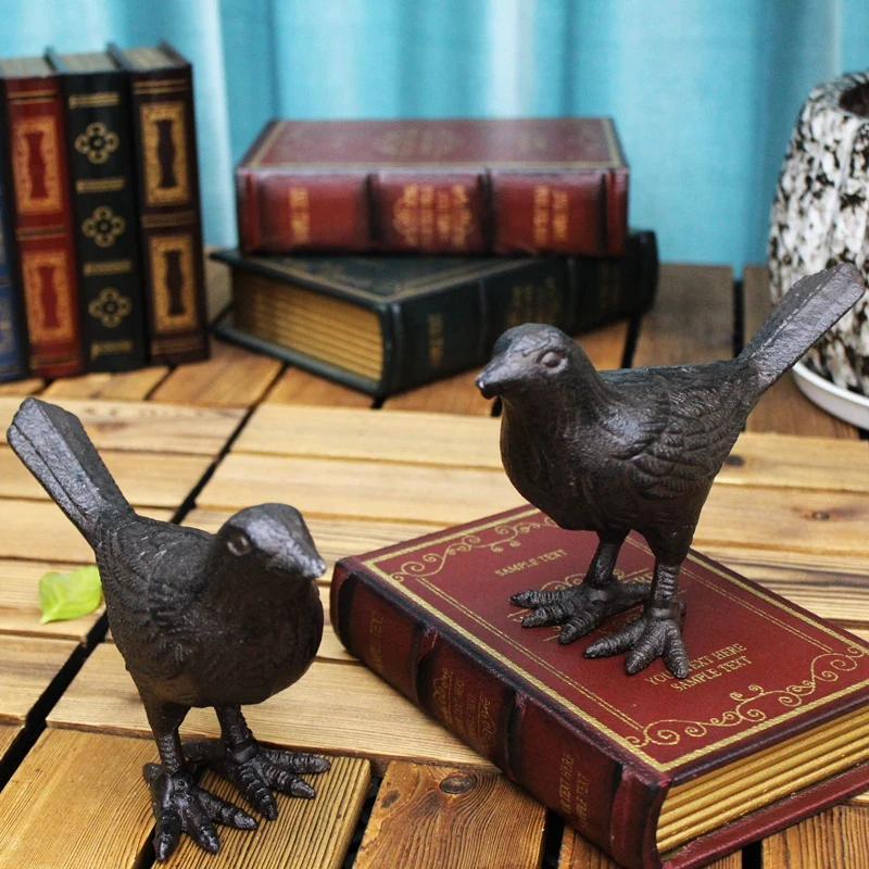 Cast Iron Crow On Base Home and Office Figurine Decor 