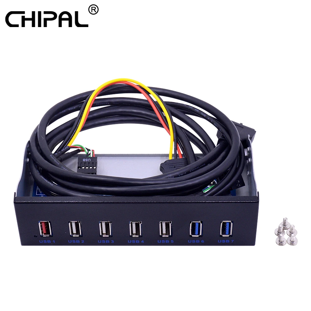 

5.25" CD-ROM Drive Bay Front Panel 7 Ports Hub 4-Port USB 2.0 Hub 2-Port USB 3.0 Hub 1-Port Fast Charging For Desktop PC Case