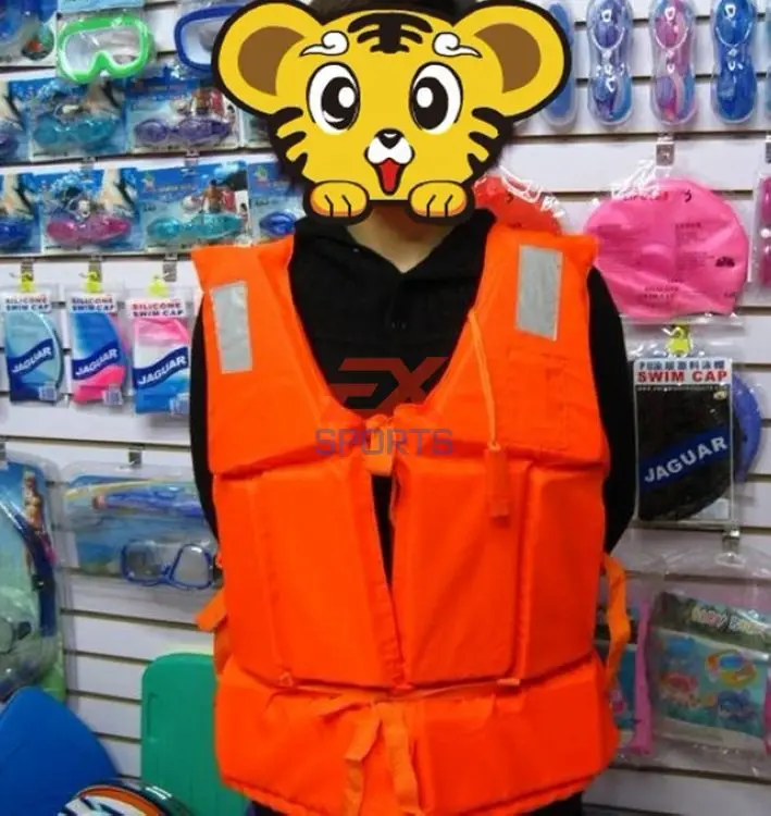 Orange Foam Swimming Life Jacket Life Vest for adult with whistle 80KG Flotage of inflatable boats (13)
