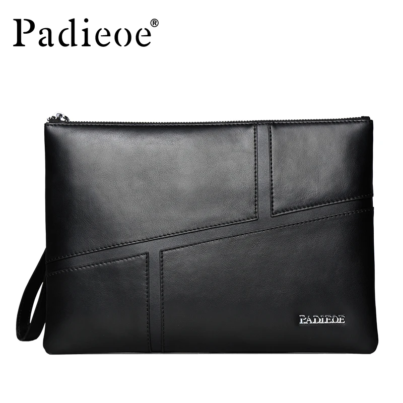 

Famous Brand Padieoe Fashion Men Clutch Large Capacity Purse High Quality Genuine Leather Handbags Mens Cowhide Wallet Free Ship