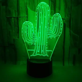 

Acrylic 3d Lamp Enterprise Gift Customization Plate Cactus 3d Night Lamp Christmas decorations gift for baby room lights