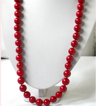 

huij 002152 WOW biger 32" 15mm round red natural coral Necklace